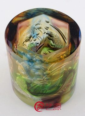 琉璃摆件九鱼愉悦笔筒商务办公桌饰品教师节礼物老师同学聚会礼品