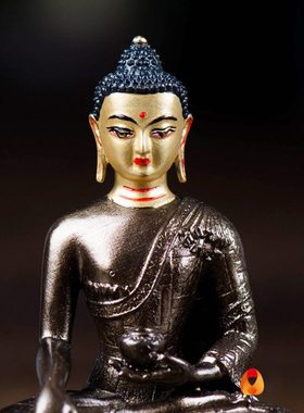 2寸释迦摩尼 佛前台湾描金描银铜释迦铜像 单座室内铜像摆件