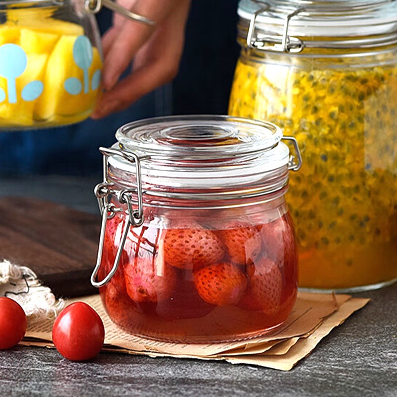 Xibi glass c sealed jar glass bottle storage jar honey bottle enzyme bottle milk powder candy jar wine bottle 2 pack