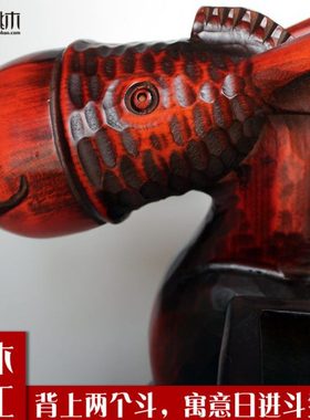 木制小毛驴笔筒手工动物日进斗金招财客厅桌面饰品酒柜装饰品摆件