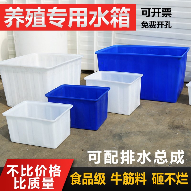 加厚大号牛筋塑料l水箱长方形储水桶水产养殖方桶养鱼卖鱼牛筋浅 - 图1