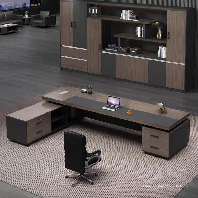 老板办公桌现代简约双柜老板桌总裁经理桌板式大班台新款现代简约 - 图0