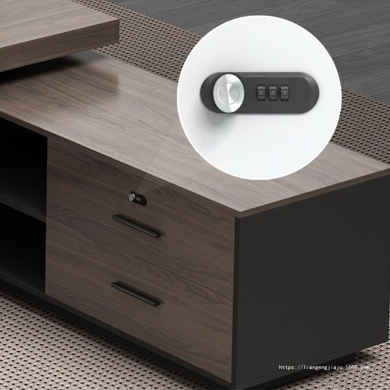 老板办公桌现代简约双柜老板桌总裁经理桌板式大班台新款现代简约 - 图1