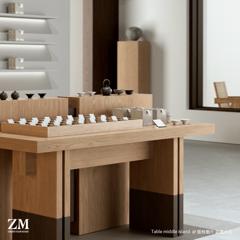 流水台展示桌f文创茶具中岛台陶瓷展览特产商品礼物陈列柜中间摆 - 图0