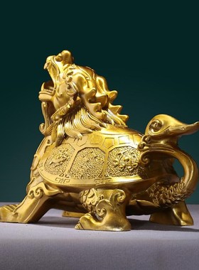 黄铜龙龟摆件四方神兽龙龟福禄四灵龙头龟霸N下客厅玄关家居装饰