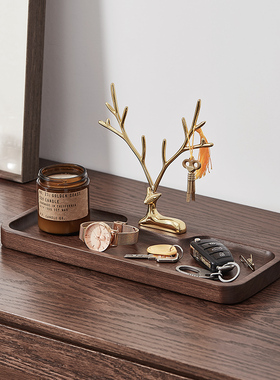 实木进门入户玄关放钥匙收纳托盘摆件创意轻奢门口鞋柜Z木质置物