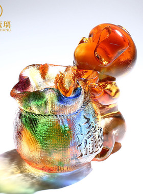 高档琉璃猪笔筒中式办公室桌面摆件D老板生日送领导办公室礼物定