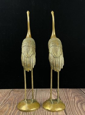 开运铜仙鹤摆件一对纯铜龟鹤延年长寿G龙龟仙鹤落地大号祝寿铜鹤