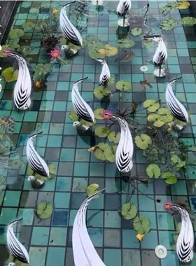 不锈钢新款招财摆件抽象小鱼w镂广场空金属鱼园林户外水池装饰雕