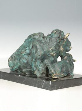 工艺7牛礼品办公室母子酒店软装饰品铜AL雕塑1客厅摆件8家居包邮