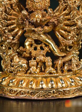 5寸铜手工艺术摆件大金鎏家居 尼泊尔室内摆件金刚全威德