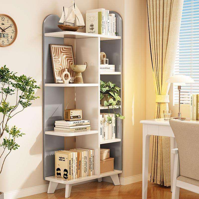 全实木置物架客厅靠墙转角书柜落地书架卧室拐角收纳架角落储物柜 - 图2