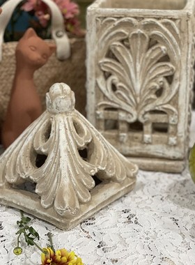 水泥做旧白风l灯 露台花园客厅摆件复古风