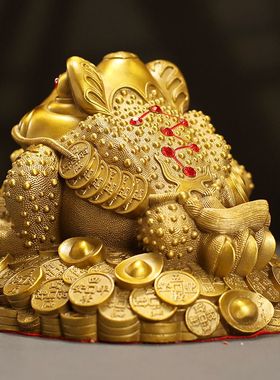 黄铜金蟾大d号财源广进金蟾纯铜摆件店铺开业礼品客厅办公室工艺