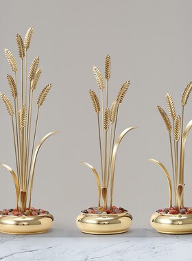 穗穗岁平安黄铜大麦摆r件轻奢高档家居客厅玄关入户乔迁新居礼品