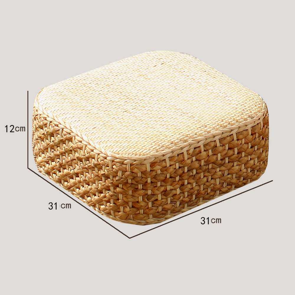 New straw woven small round tea table futon tatami stool bay window straw mat combination