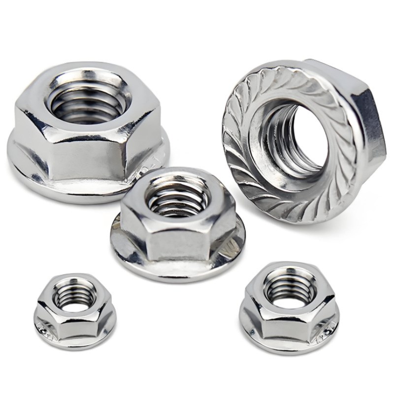 304不锈钢/碳钢/镀锌/镀镍六角法兰F螺母/防滑带垫螺帽/法兰面螺 - 图0