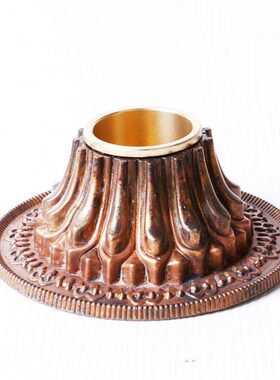 藏式用品纯铜手摇转动 立体底座手工雕刻家用转桶筒莲花座稳重