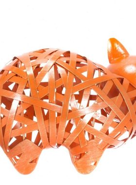 卡通创意金属铁艺编织猫 铁艺摆件金属装饰泉州工艺家居橙色礼品