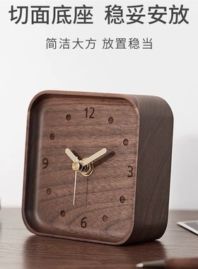 实木时钟轻奢风台钟客厅创意复古静音床头小钟表家用X桌面摆钟摆