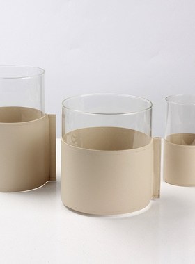 现代轻奢花瓶g玻璃皮革艺术花器摆件餐厅酒店样板房软装圆形装饰