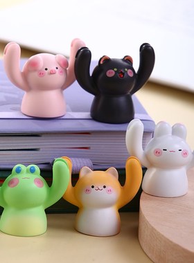 举手小摆件桌面励志名片留言便签夹工位装饰治愈系情绪.小礼物女