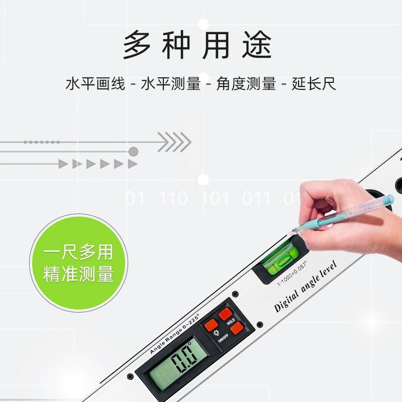 数显角度尺400MM水平角度尺数显角尺带夜光 角度规 木工尺 量角器 - 图0