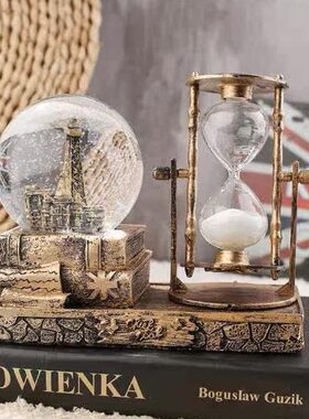 送灯光音乐+复古水晶球沙漏八音盒男女金色底座+摆件【音乐】朋友