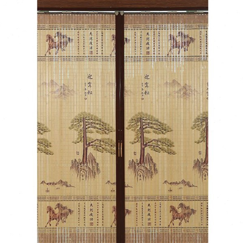 竹移门推拉门帘折叠门竹帘窗帘卷帘印花遮光隔断简易门Z竹帘子门 - 图3