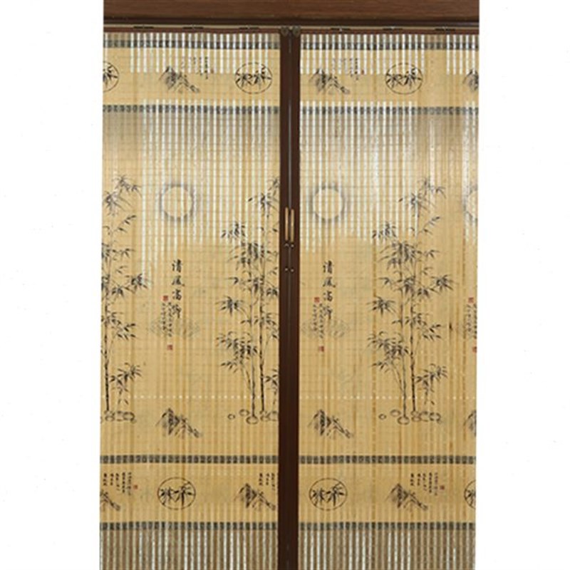 竹移门推拉门帘折叠门竹帘窗帘卷帘印花遮光隔断简易门Z竹帘子门 - 图2