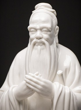 陶瓷孔子摆件白瓷人物雕像孔夫子像雕塑书房客厅酒柜送老师纪念品