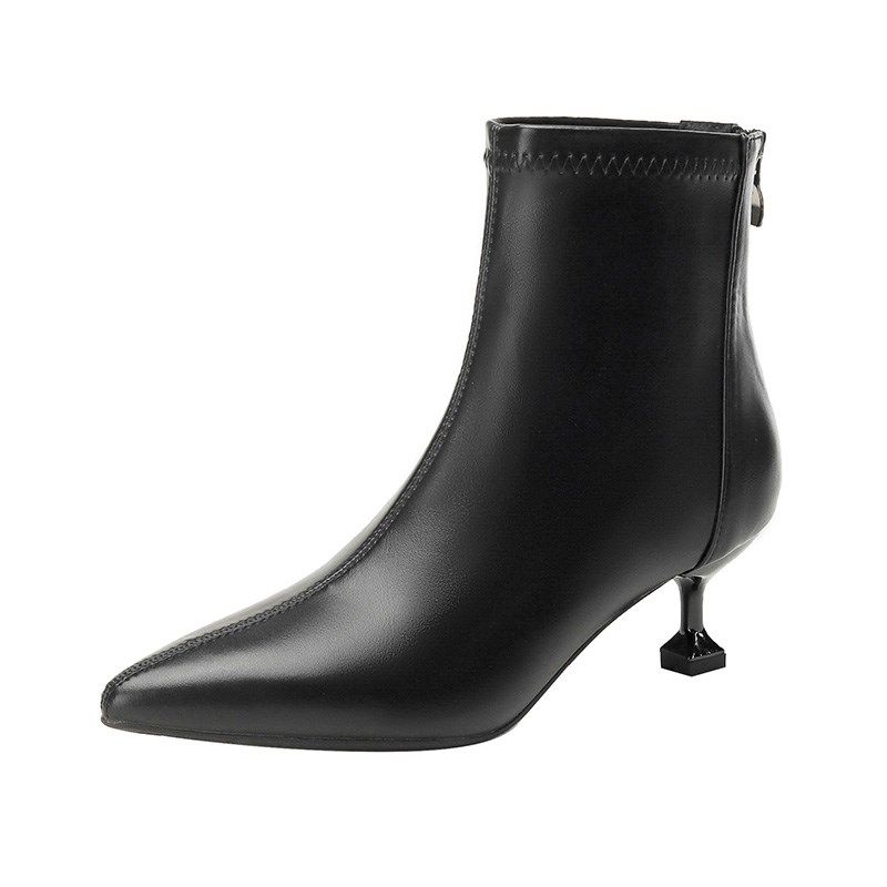 尖头细跟高跟鞋女5公分秋冬款短靴气质3cm工作鞋软皮瘦瘦靴单靴,淘宝优惠券,粉丝福利购,淘宝优惠卷