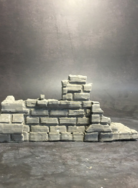 冬官手作  鱼缸水草缸造景水泥装饰摆件废墟围墙城墙砖墙房子