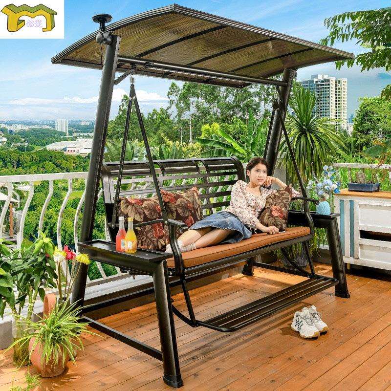 秋千户外庭院铝合金休闲花园阳台室外防雨椅子吊椅家用摇摇椅院子 - 图1