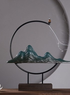 创意家居倒流香炉摆件客厅玄关办公室桌面装M饰家用室内檀香香熏