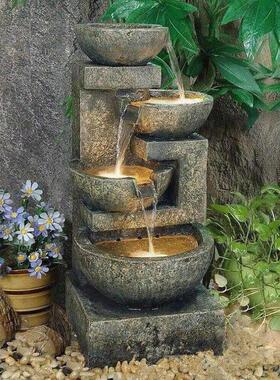 太阳能喷泉假山花园庭院装饰鱼池户外造景观流水摆件风水轮不插电