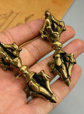 吊坠纯铜手工复古杵降魔杵黄铜饰品不金刚股实心褪色挂件五尼泊尔