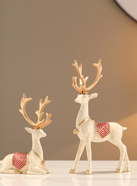 轻奢创意小鹿摆件酒柜电视柜客厅玄关F沙漏桌面家居装饰品乔迁礼