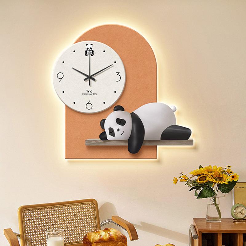 奶油风客厅装饰画挂钟餐厅挂画带钟表可爱动物墙面创意时钟壁画 - 图2