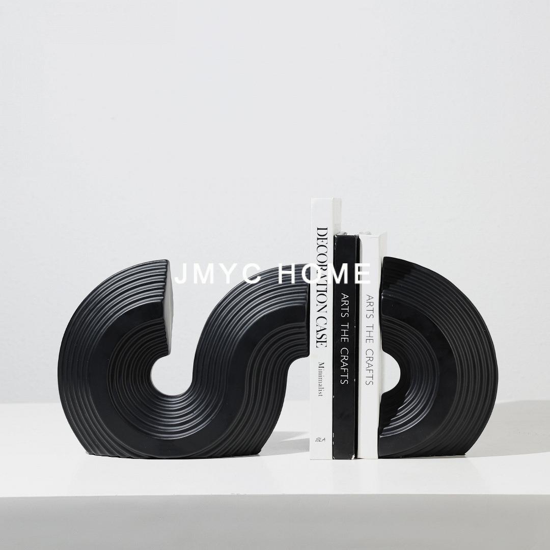 简约现代创意S型树脂书挡摆件客厅电视柜卧室书房桌面艺术装饰品 - 图2