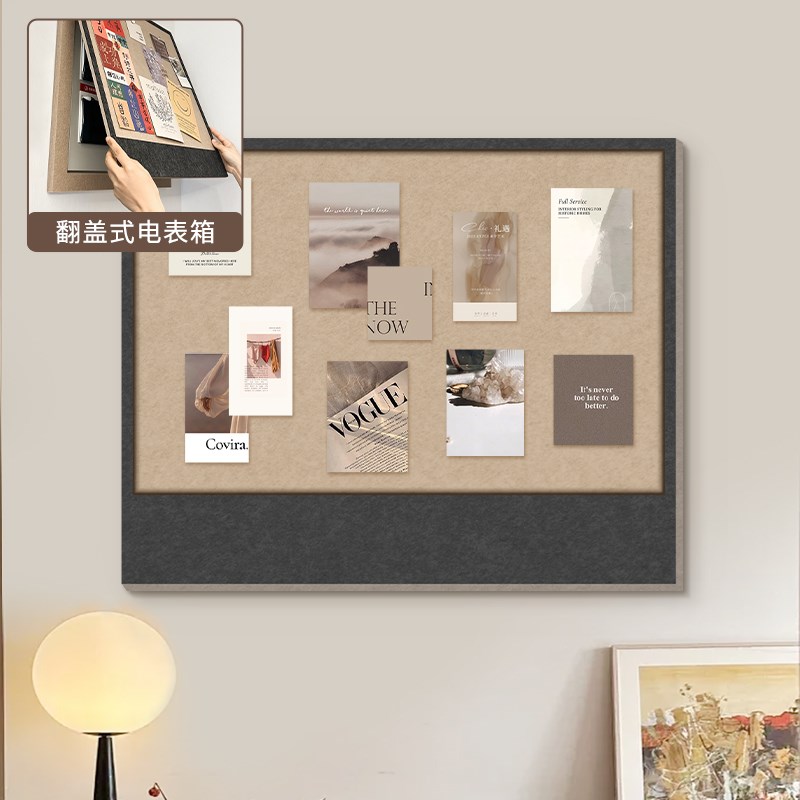 法式毛毡板电表遮挡箱弱电闸开关置物架配电盒多媒体箱装饰画框 - 图3