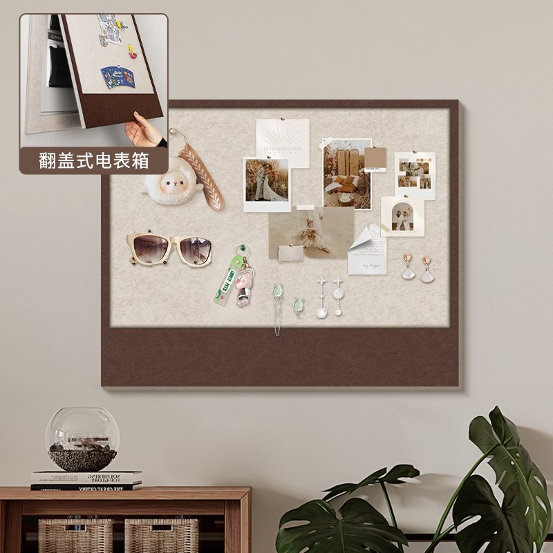 法式毛毡板电表遮挡箱弱电闸开关置物架配电盒多媒体箱装饰画框 - 图1