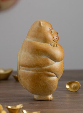 乔迁新居礼品客厅铜酒柜装饰品玄关虎生办公室之肖美福老虎摆件铜