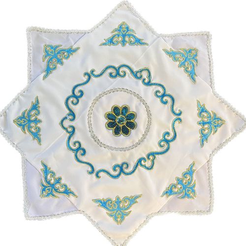 麻纱面料3层无流苏内扣手绢八角巾手工缝制新款双面花 - 图3