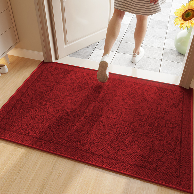 地垫入户门垫红色喜庆玄关大门口进门脚垫子家用防滑耐脏除尘地毯 - 图1