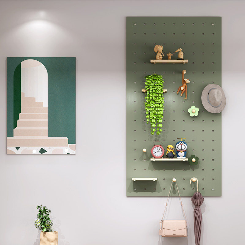 Solid wood hole board custom-made home wall storage rack wooden wall hanging board bookshelf partition storage Z storage rack wall