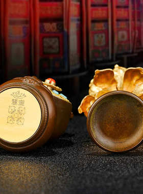 鎏金八供朵玛食子酥油花t摆件慧宝铜制镶嵌彩珠朵玛酥油花摆件