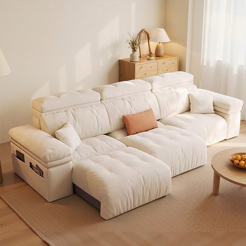 电动多功能沙发床客厅猫抓磨砂布小户型奶油风可伸缩直排布艺沙发,淘宝优惠券,粉丝福利购,淘宝优惠卷