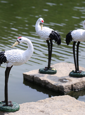 庭院装饰 花园摆件户外假山动物装饰摆件仿真仙鹤摆件丹顶鹤摆件