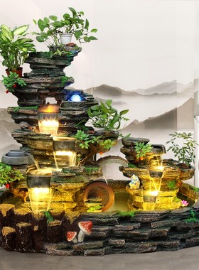 假山流水喷泉客厅阳台家居饰品摆件庭院鱼缸瀑布水池落地装饰造景